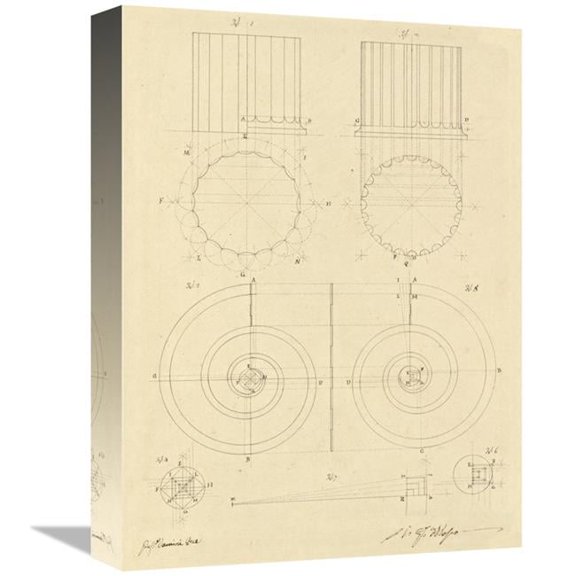 Global Gallery  12 x 16 in. Plate 6 for Elements of Civil Architecture - CA. 1818-1850 Art Print - Giuseppe Vannini
