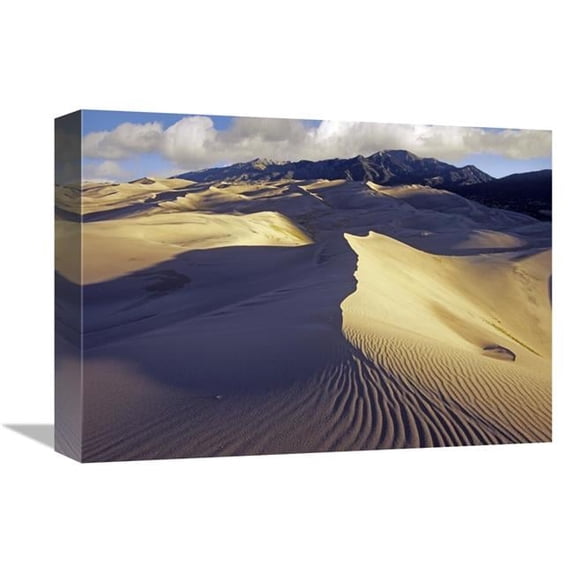 Global Gallery 12 x 16 in. Rippled Sand Dunes with Sangre De Cristo Mountains in the Background - Great Sand Dunes National Park & Preserve - Colorado Art Print - Tim Fitzharris