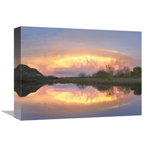 Global Gallery 12 x 16 in. Storm Clouds & South Llano River - South Llano River State Park - Texas Art Print - Tim Fitzharris