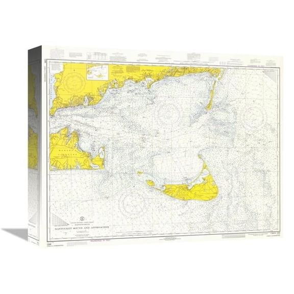 Global Gallery 16 in. Nautical Chart - Nantucket Sound & Approaches CA. 1973 Art Print - NOAA Historical Map & Chart Collection