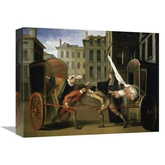 Global Gallery 16 in. Two Coaches Art Print - Claude Gillot