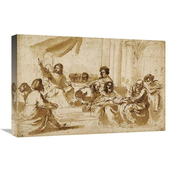 Global Gallery 16 x 24 in. Christ Preaching in the Temple Art Print - Giovanni Francesco Barbieri