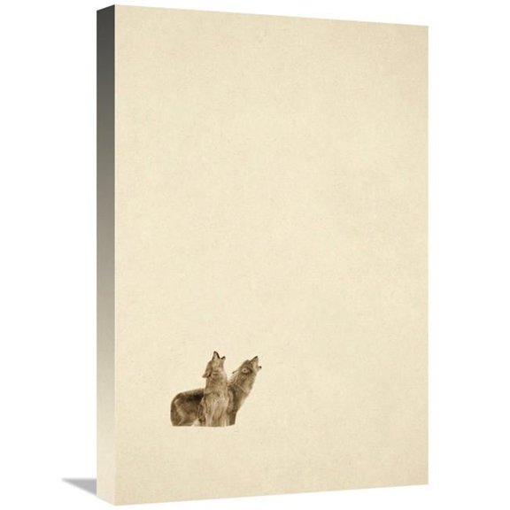 Global Gallery 16 x 24 in. Timber Wolf Pair Howling in Snow - North America - Sepia Art Print - Tim Fitzharris