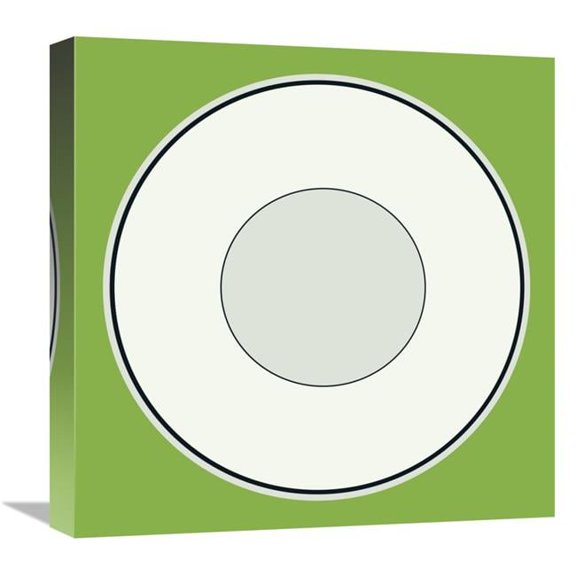 Global Gallery  18 x 18 in. Mealtime - White on Green - Plate Art Print - BG.Studio