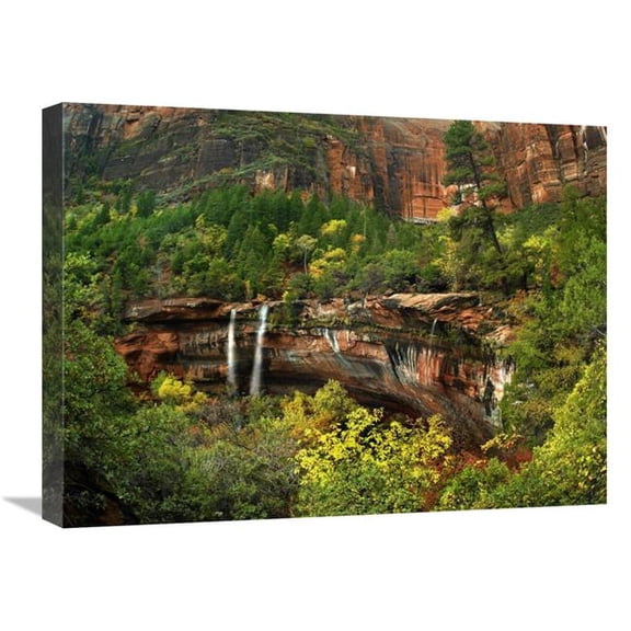 Global Gallery  18 x 24 in. Cascades Tumbling 110 ft. at Emerald Pools - Zion National Park - Utah Art Print - Tim Fitzharris