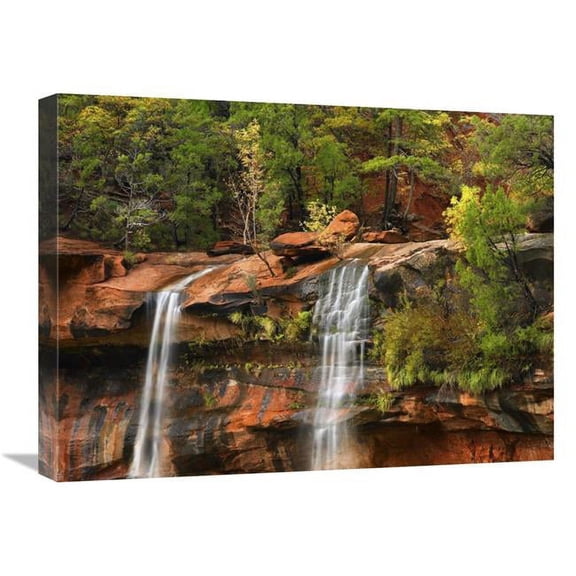Global Gallery 18 x 24 in. Cascades Tumbling 110 ft. at Emerald Pools - Zion National Park - Utah Art Print - Tim Fitzharris