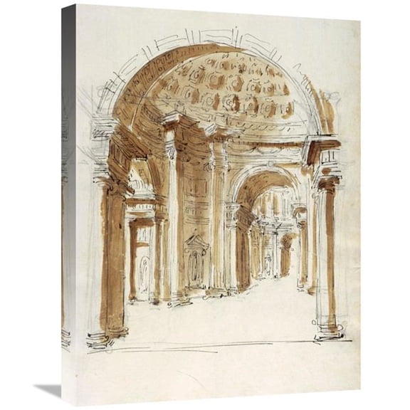 Global Gallery  18 x 24 in. Interior Hallway - Italy - 1786 Art Print - Marie-Joseph Peyre