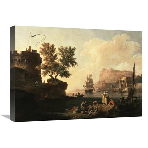 Global Gallery 18 x 24 in. Mediterranean Harbor Scene Art Print - Pierre-Jacques Volaire