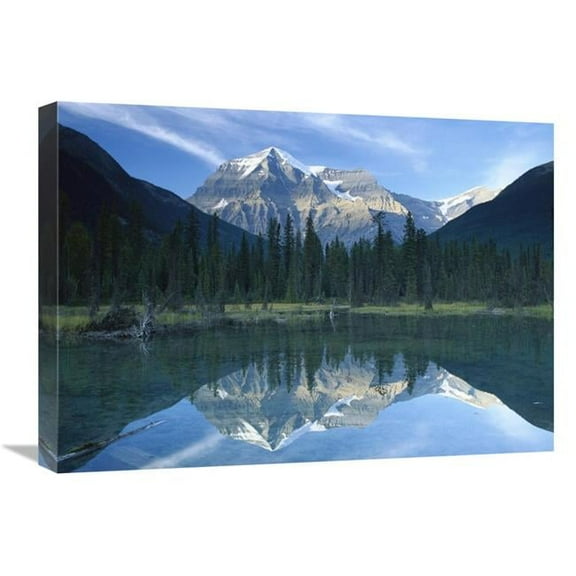 Global Gallery  18 x 24 in. Mt Robson - Highest Peak in the Canadian Rocky Mountains - Reflected in Lake - British Columbia - Canada Art Print - Tim Fitzharris