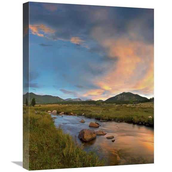 Global Gallery 18 x 24 in. Sunset Over River & Peaks in Moraine Park - Rocky Mountain National Park - Colorado Art Print - Tim Fitzharris