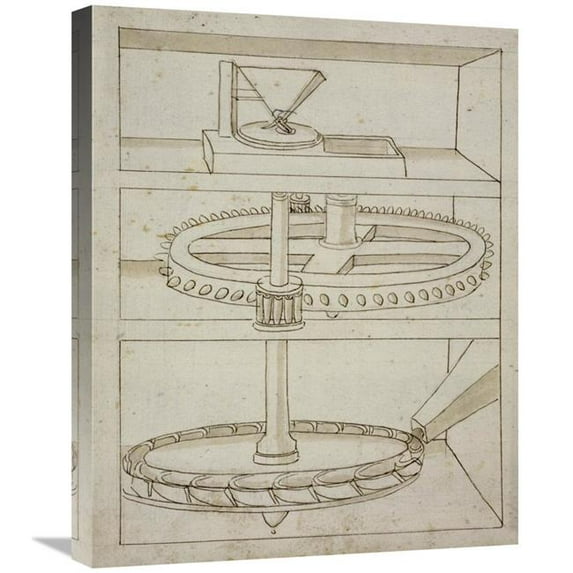 Global Gallery 20 x 24 in. Folio 39 - Mill with Horizontal Water Wheel Art Print - Francesco Di Giorgio Martini