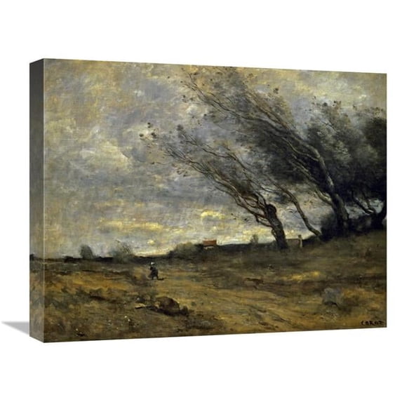 Global Gallery 22 in. A Gust of Wind Art Print - Jean-Baptiste-Camille Corot