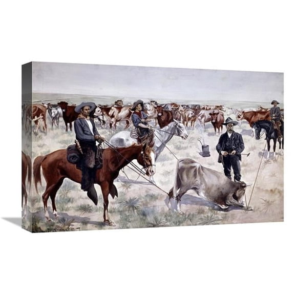 Global Gallery 22 in. Branding a Steer Art Print - Frederic Remington