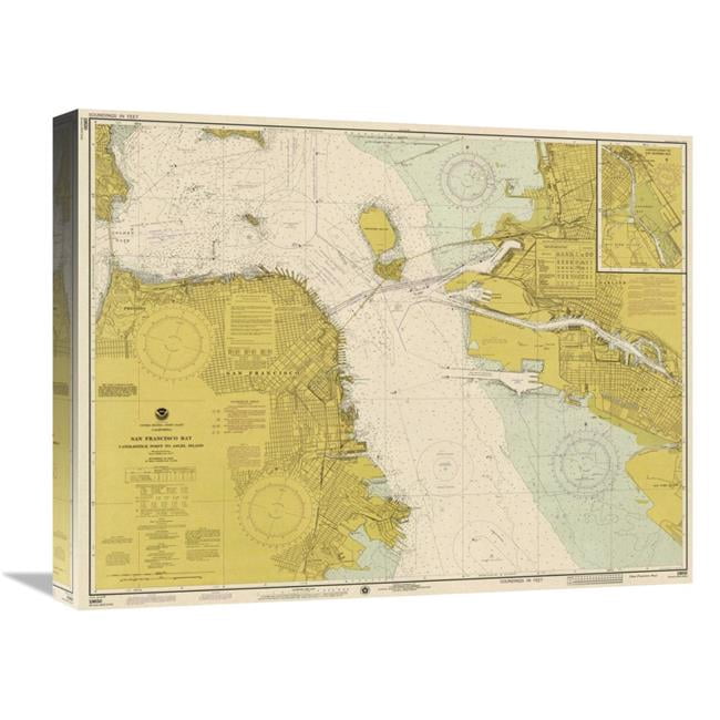 Global Gallery 22 in. Nautical Chart - San Francisco Bay CA. 1975 ...