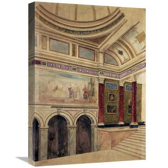 Global Gallery 22 in. The Entrance Hall of the National Gallery - London Art Print - John Dibblee Crace