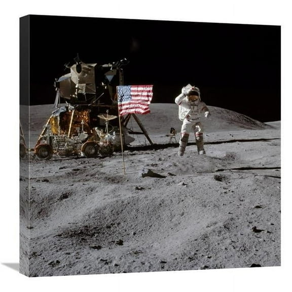 Global Gallery 24 x 24 in. Moonwalk - Apollo 16 - 1972 Art Print - NASA