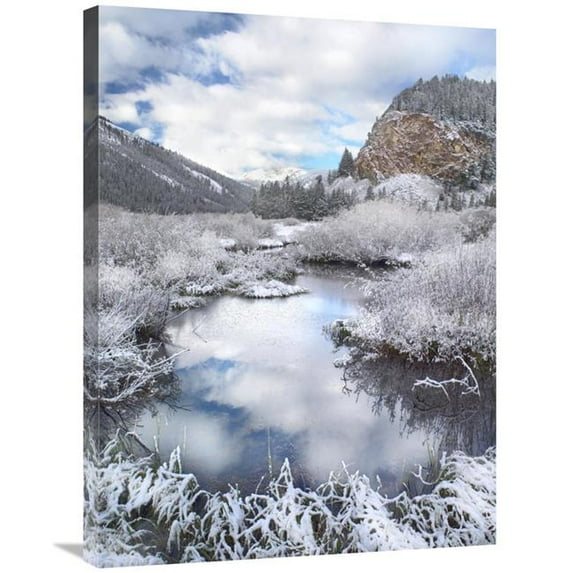 Global Gallery 24 x 32 in. Boulder Mountains & Summit Creek Dusted with Snow - Idaho Art Print - Tim Fitzharris