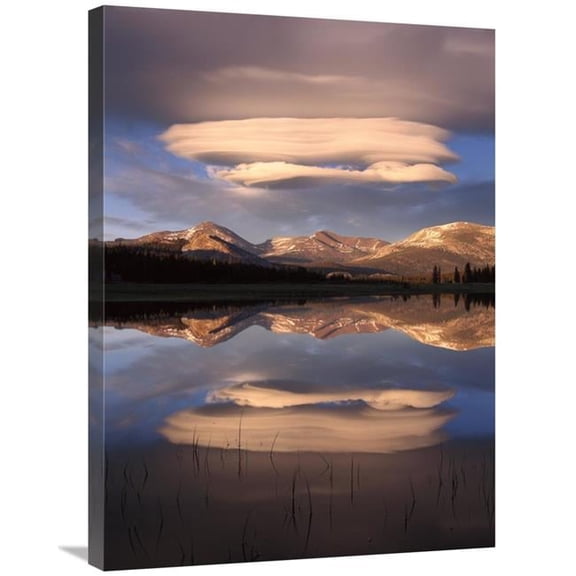 Global Gallery 24 x 32 in. Lenticular Clouds Over Mt Dana - Mt Gibbs & Mammoth Peak Reflected in Flooded Tuolumne Meadows - Yosemite National Park - California Art Print - Tim Fitzharris