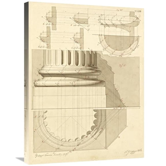 Global Gallery 24 x 32 in. Plate 53 for Elements of Civil Architecture - CA. 1818-1850 Art Print - Giuseppe Vannini