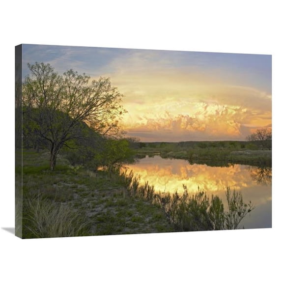 Global Gallery 24 x 32 in. Storm Clouds Over South Llano River - South Llano River State Park - Texas Art Print - Tim Fitzharris