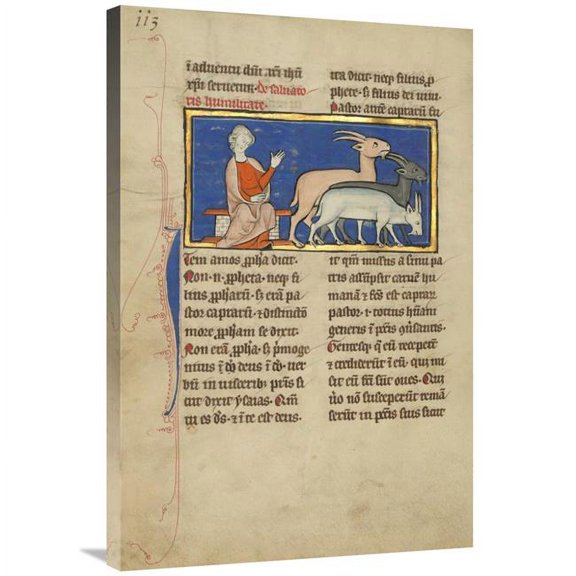 Global Gallery 24 x 36 in. Amos & Three Goats Art Print - Unknown 13th Century Illustrator