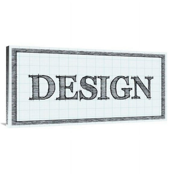 Global Gallery GCS-453837-2448-142 24 x 48 in. Sketched Words - Design Art Print - BG.Studio