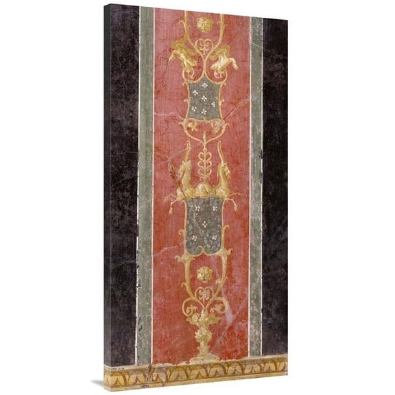 Global Gallery  24 x 48 in. Wall Fragment with Grotesques Art Print - Unknown 1st Century Roman Artisan