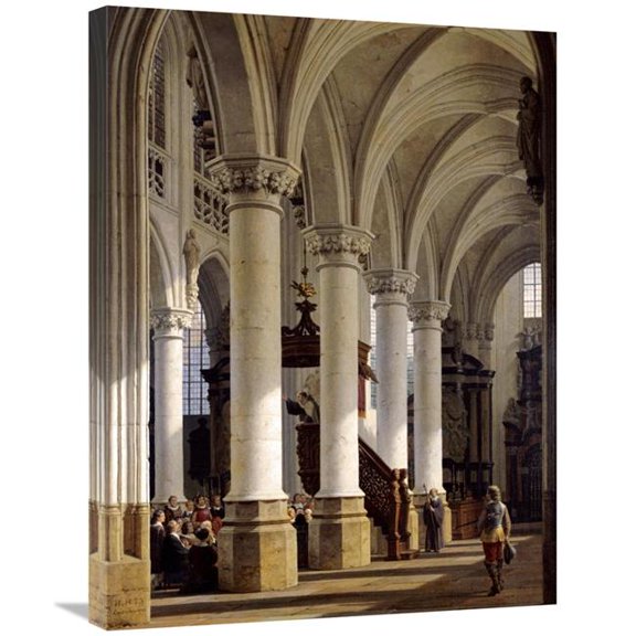 Global Gallery 30 in. A Church Interior Art Print - Heinrich Hansen