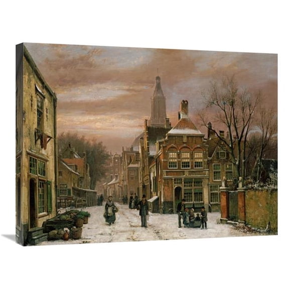 Global Gallery  30 in. A Wintery Scene Art Print - Willem Koekkoek