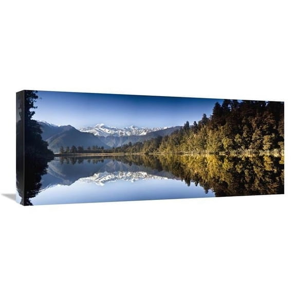 Global Gallery 30 in. Mount Cook & Mount Tasman Reflected in Lake Matheson At Sunset Near Fox Glacier - New Zealand Art Print - Colin Monteath