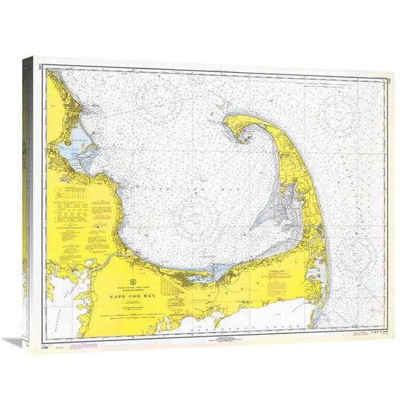 Global Gallery  30 in. Nautical Chart - Cape Cod Bay CA. 1970 Art Print - NOAA Historical Map & Chart Collection