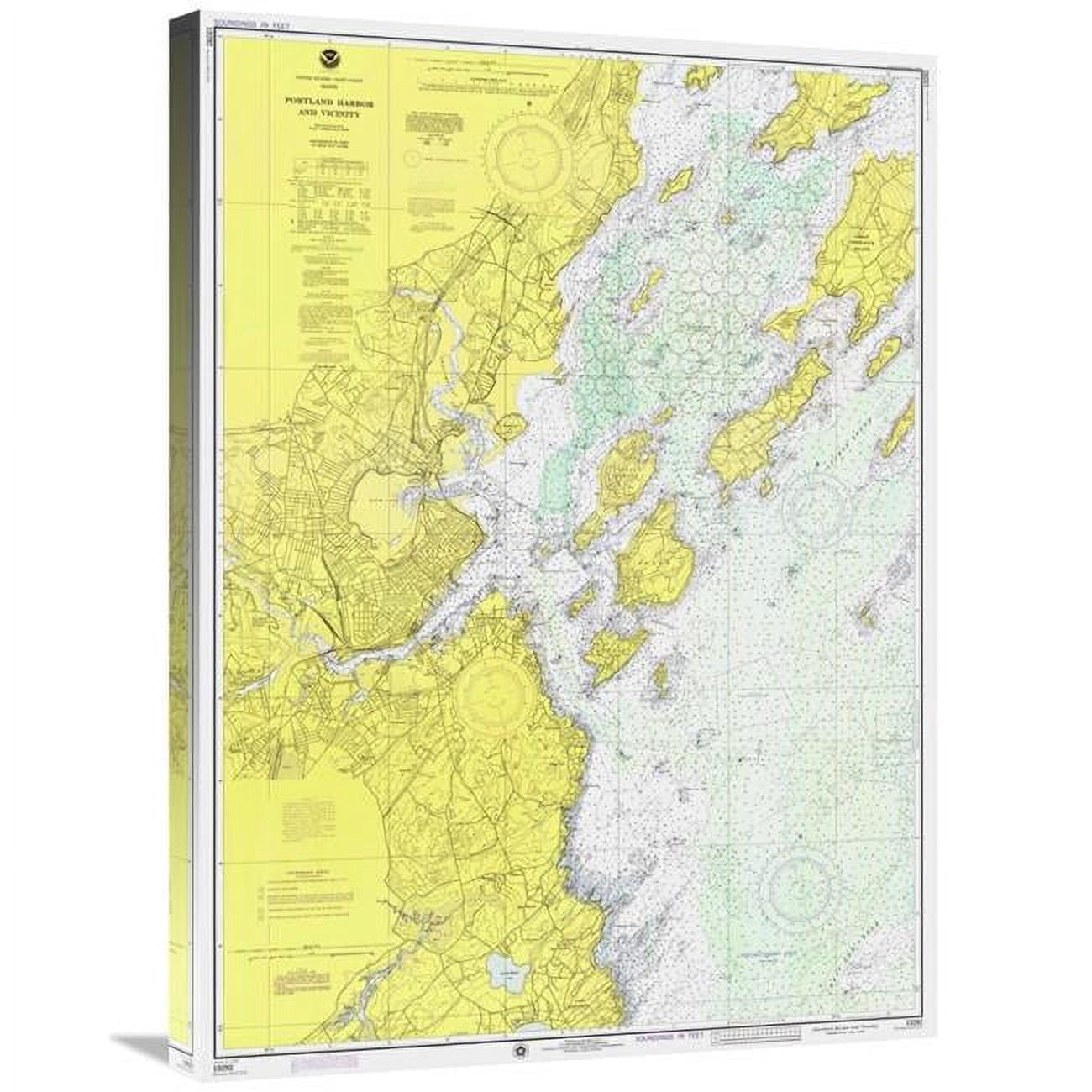 Global Gallery 30 in. Nautical Chart Portland Harbor & Vicinity CA