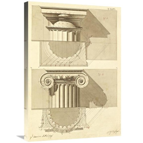 Global Gallery  30 in. Plate 54 for Elements of Civil Architecture - CA. 1818-1850 Art Print - Giuseppe Vannini