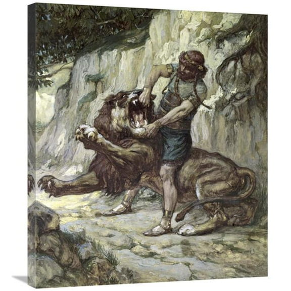 Global Gallery 30 in. Samson Kills a Young Lion Art Print - James Tissot