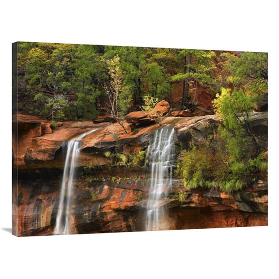 Global Gallery 30 x 40 in. Cascades Tumbling 110 ft. at Emerald Pools - Zion National Park - Utah Art Print - Tim Fitzharris
