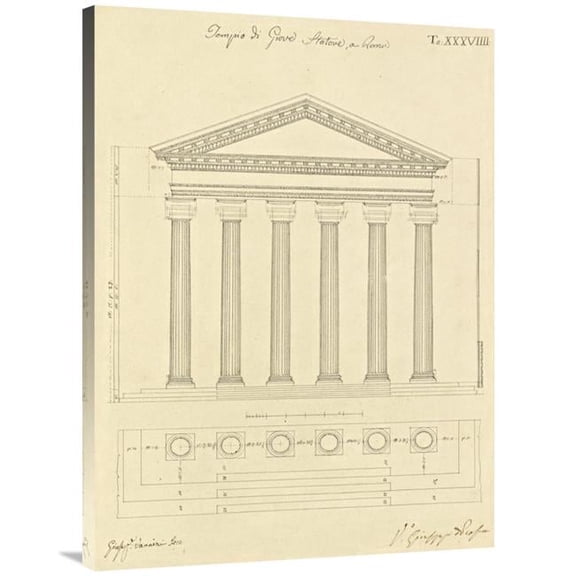 Global Gallery 30 x 40 in. Plate 38 for Elements of Civil Architecture - CA. 1818-1850 Art Print - Giuseppe Vannini