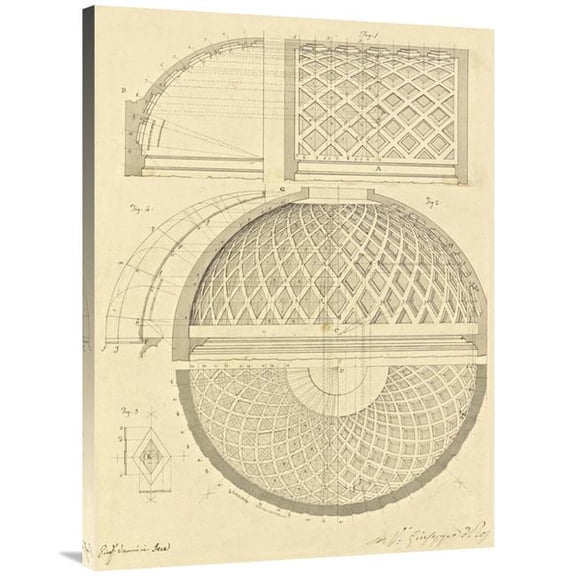 Global Gallery 30 x 40 in. Plate 43 for Elements of Civil Architecture - CA. 1818-1850 Art Print - Giuseppe Vannini