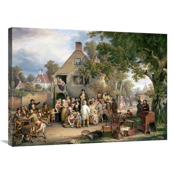 Global Gallery 36 in. An Auction in a Village Art Print