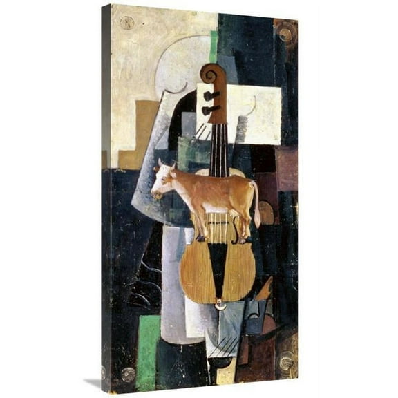 Global Gallery  36 in. Cow & Violin - 1913 Art Print - Kazimir Malevich
