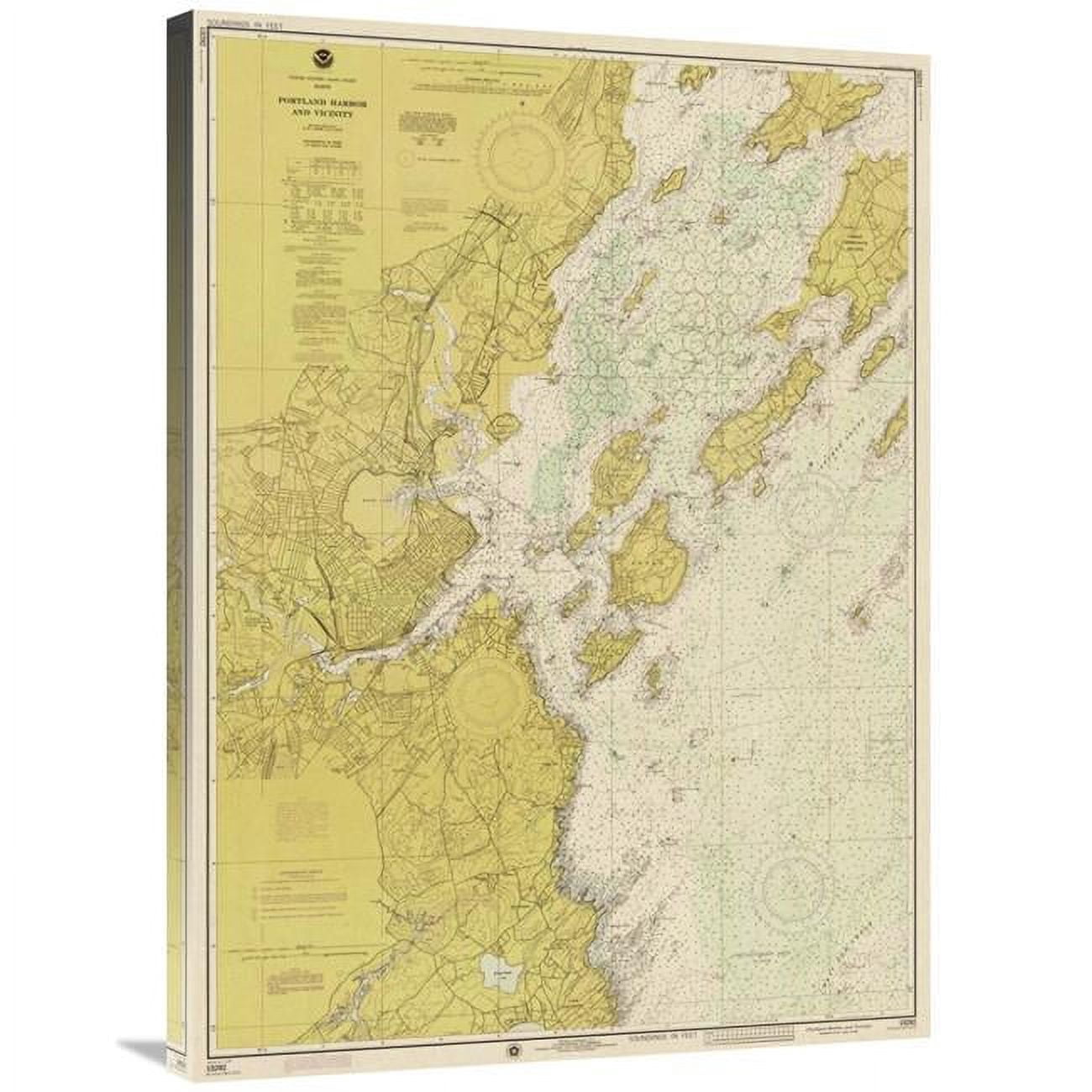 Global Gallery 36 in. Nautical Chart Portland Harbor & Vicinity CA