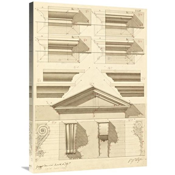 Global Gallery  36 in. Plate 52 for Elements of Civil Architecture - CA. 1818-1850 Art Print - Giuseppe Vannini