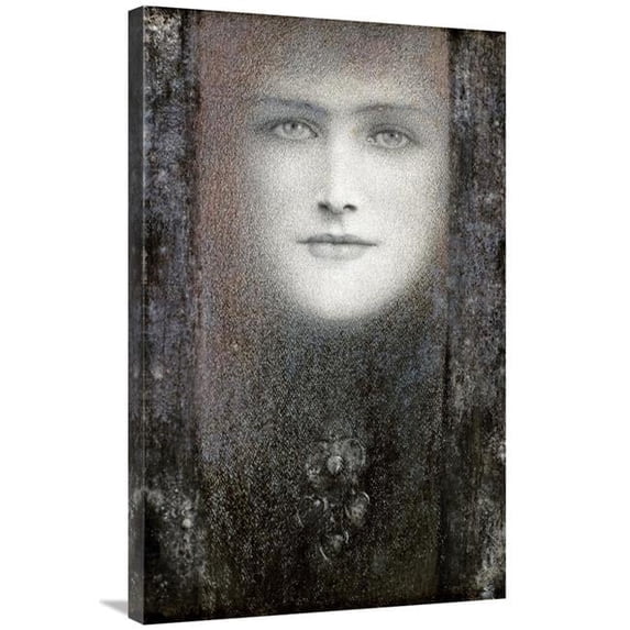 Global Gallery 36 in. The Mask with a Black Curtain Art Print - Fernand Khnopff