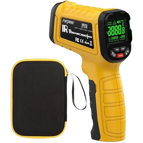 ZLCInfrared Thermometer High Temperature Gun -58℉~2732℉, 50:1 Distance Ratio, Digital Laser IR Temp Gun for Cooking, Pizza Oven, Engine, Kilns, Forges, Industry, and Home Repair.