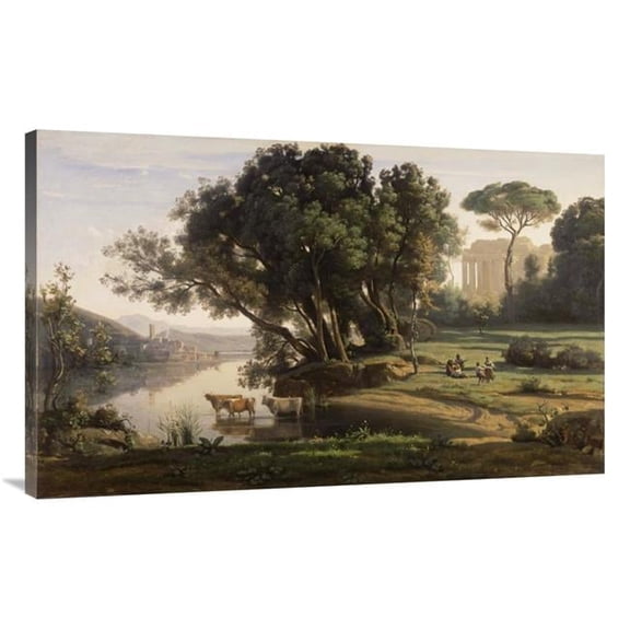 Global Gallery  44 in. Italian Landscape - Soleil Levant Art Print - Jean-Baptiste-Camille Corot