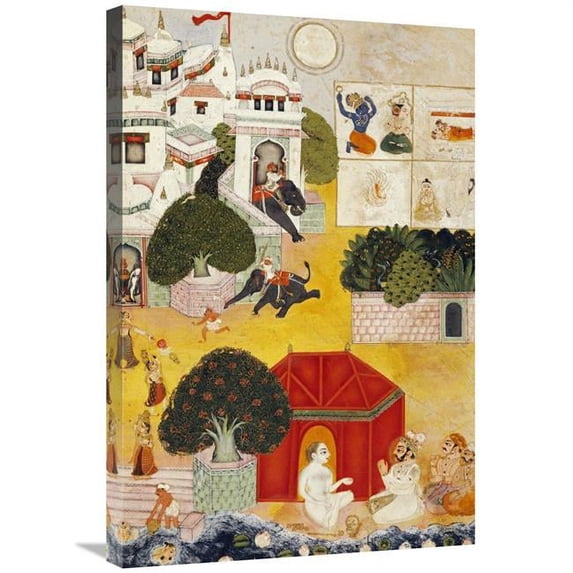 Global Gallery A Ruler Visiting an Ascetic Art Print - Kotah - 30in.