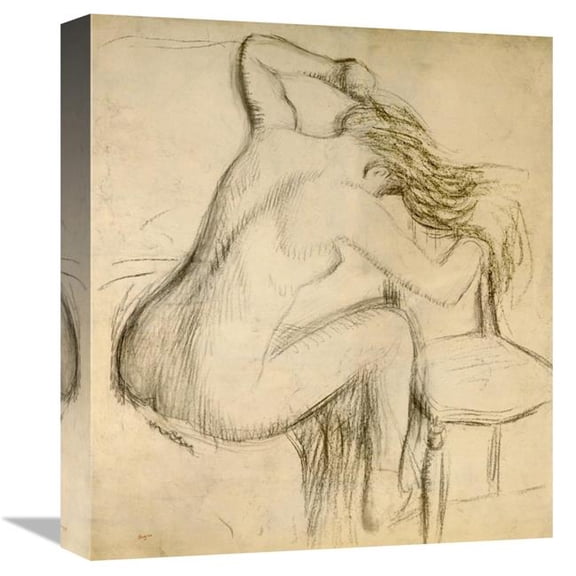 Global Gallery A Seated Woman Styling Her Hair Art Print - Edgar Degas