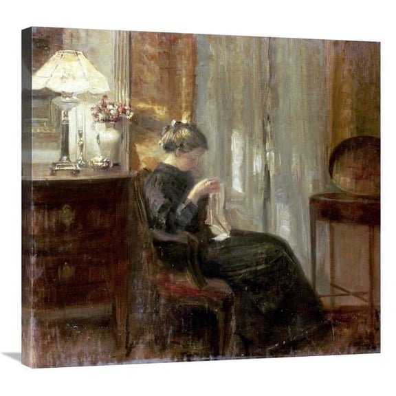 Global Gallery  A Woman Sewing in an Interior Art Print 30in.