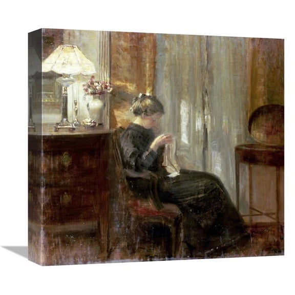 Global Gallery  A Woman Sewing in an Interior Art Print