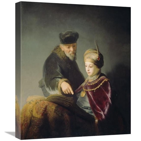 Global Gallery A Young Scholar & His Tutor Art Print - Workshop of Rembrandt Harmensz Van Rijn
