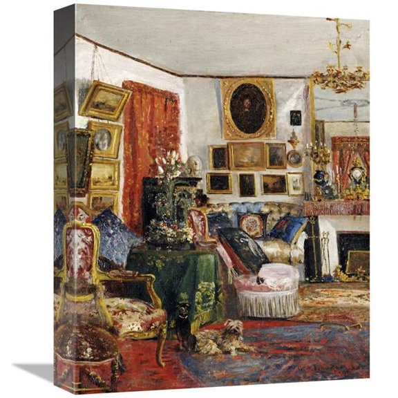 Global Gallery  An Interior of a Sitting Room Art Print - Gustave De Launay